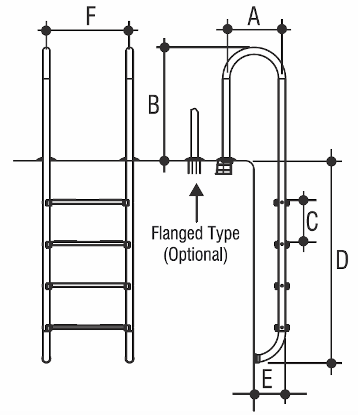 Лестница 5 ступеней Gemas U AISI 304 (0311214)